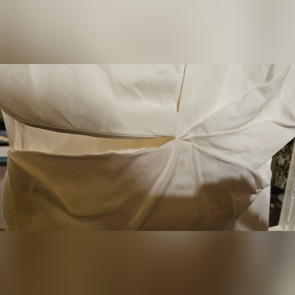 Zara Cream Blouse with Gathered Waist - Picture 3 of 4